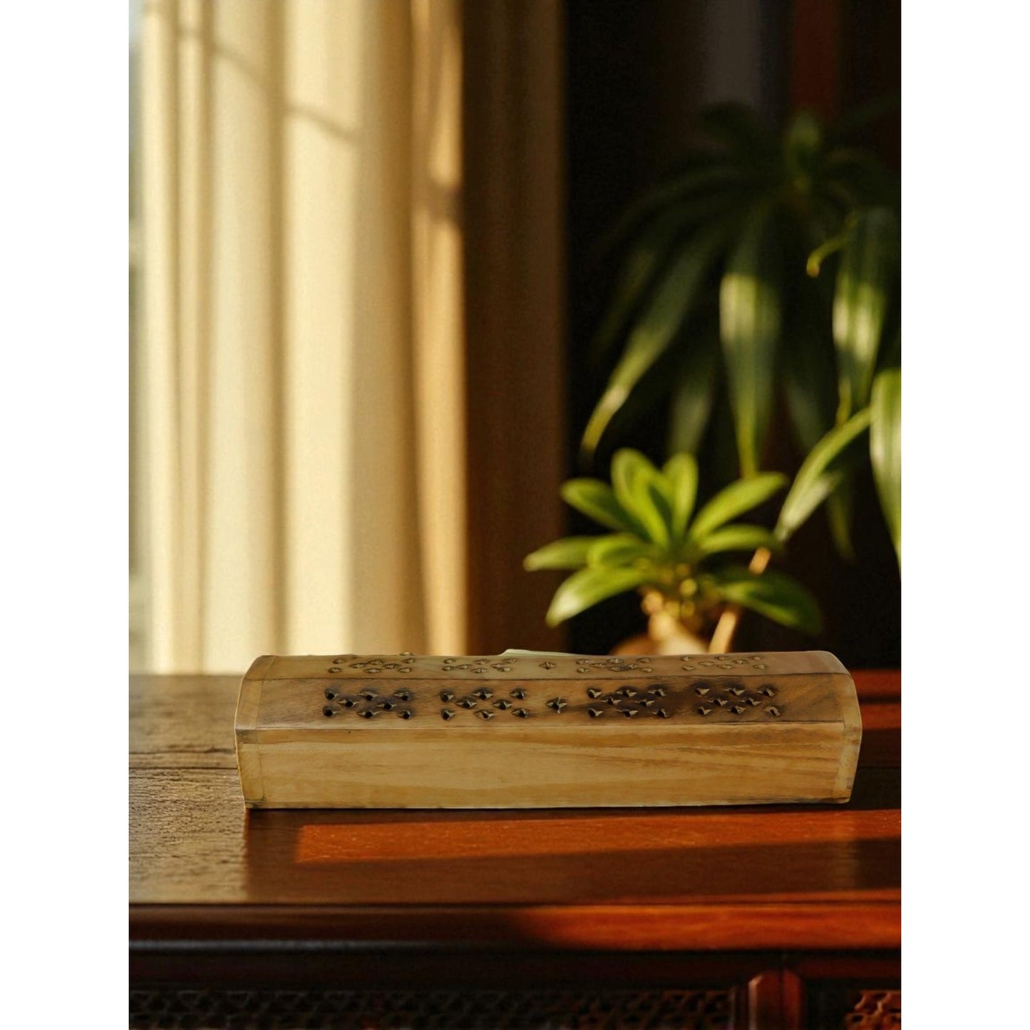 Wooden Incense Burner Box Holder Aromatherapy Cone Stick Storage Rustic Decor