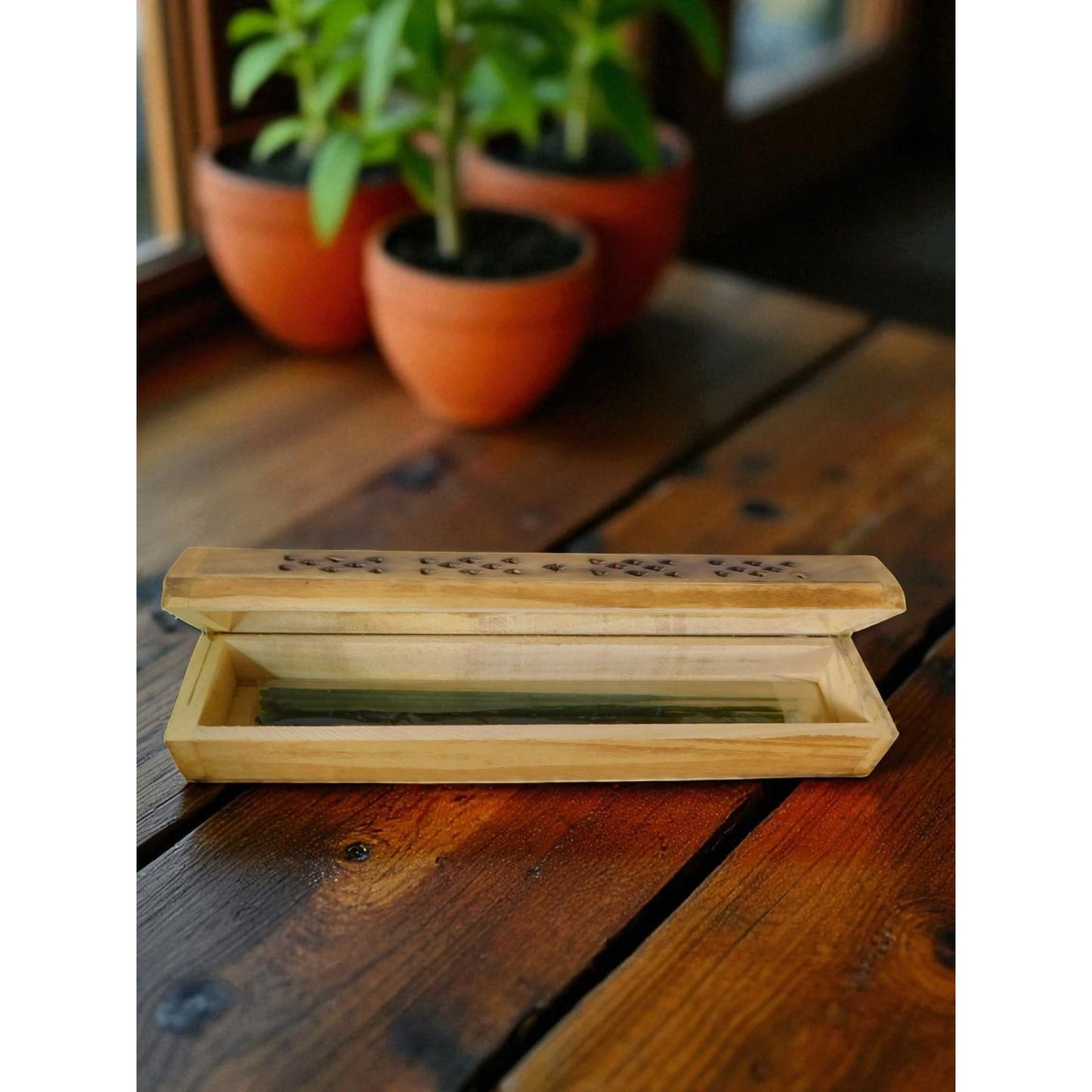 Wooden Incense Burner Box Holder Aromatherapy Cone Stick Storage Rustic Decor