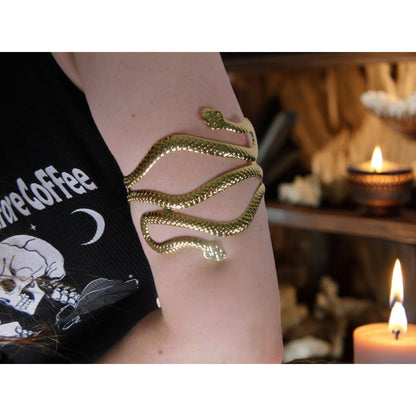 Gold Snake Arm Cuff - Adjustable Boho - New - Witchcore Ethereal