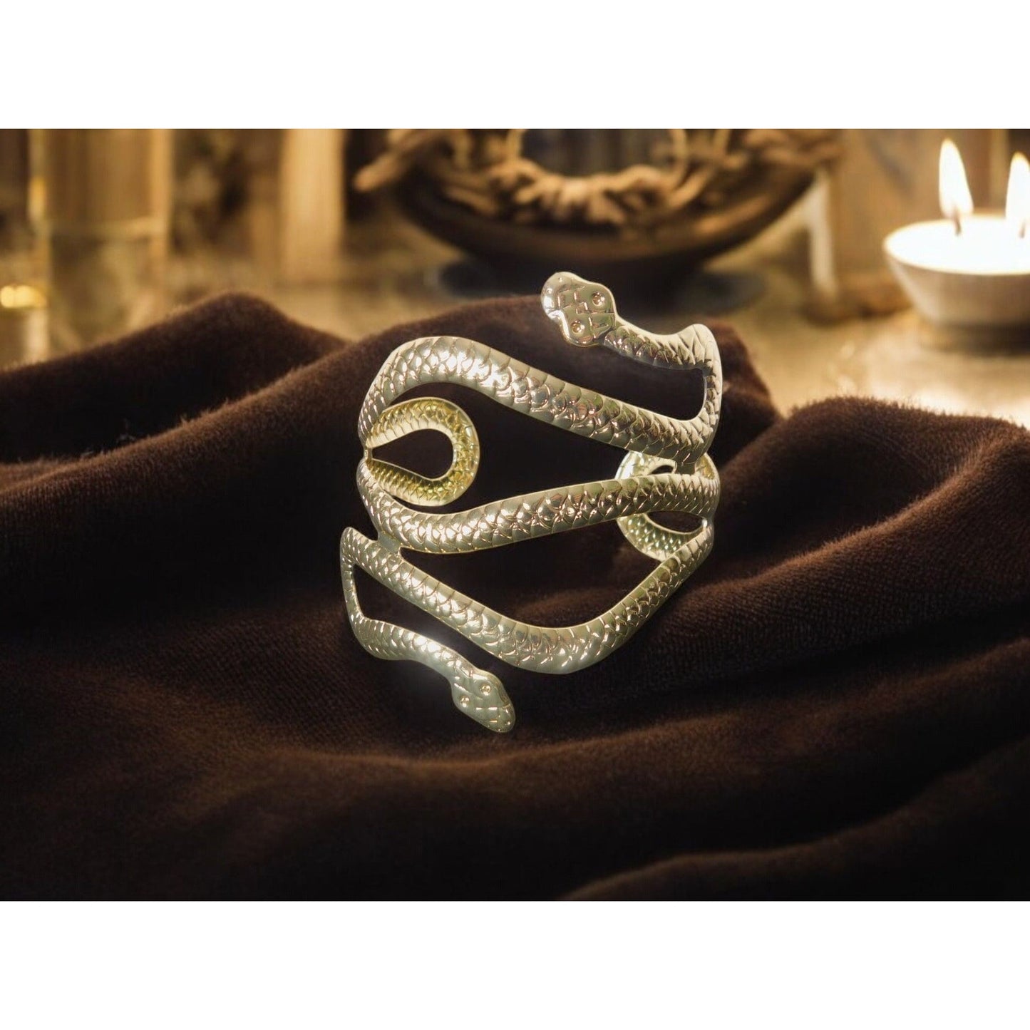 Gold Snake Arm Cuff - Adjustable Boho - New - Witchcore Ethereal