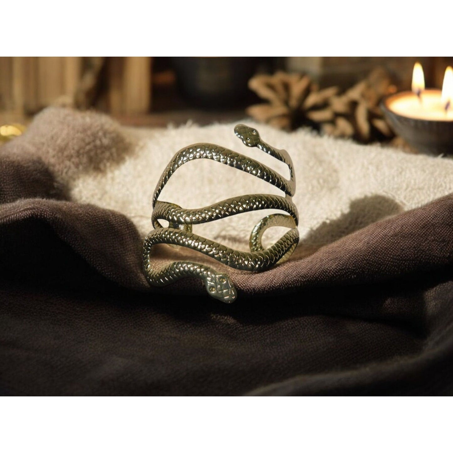 Gold Snake Arm Cuff - Adjustable Boho - New - Witchcore Ethereal