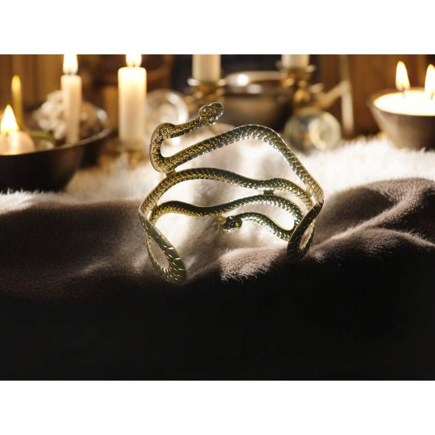 Gold Snake Arm Cuff - Adjustable Boho - New - Witchcore Ethereal