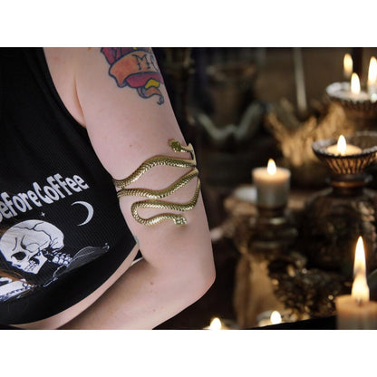 Gold Snake Arm Cuff - Adjustable Boho - New - Witchcore Ethereal