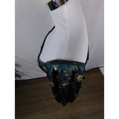 Altar'd State Blouse Womens Large Green Floral Tie Back Long Sleeve Delinca