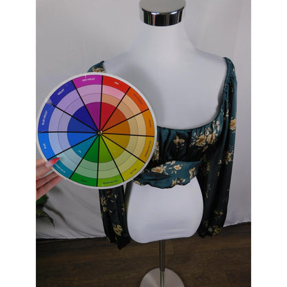 Altar'd State Blouse Womens Large Green Floral Tie Back Long Sleeve Delinca