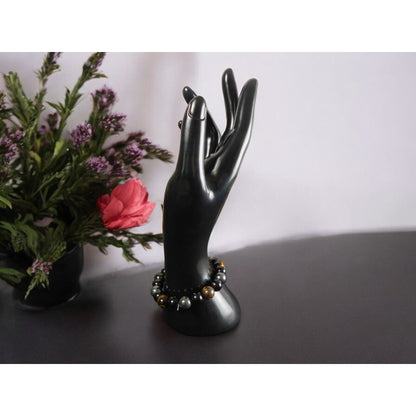 Triple Protection Bracelet Hematite Black Obsidian Tiger Eye For Protection 8mm