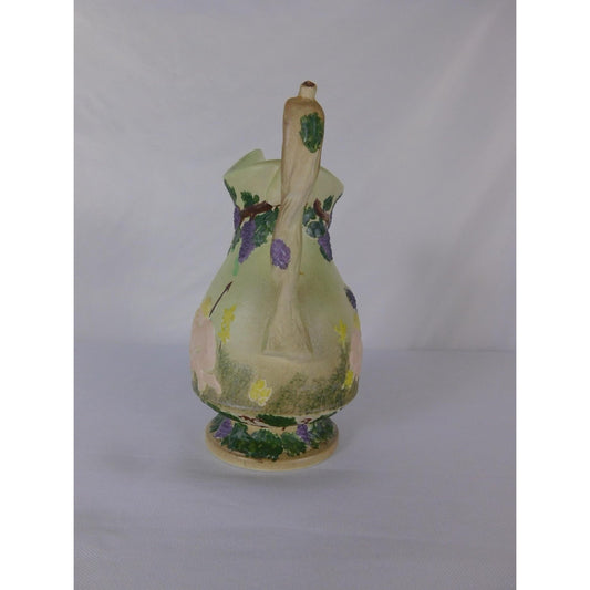 Vintage Victorian Hand Painted Cherub Grapevine Ceramic Vase Unmarked Decor