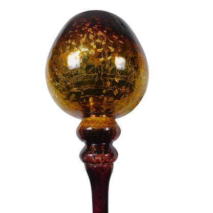 Pair Mercury Glass Goblet Candle Holders Gold Amber Red Pedestal Home Decor