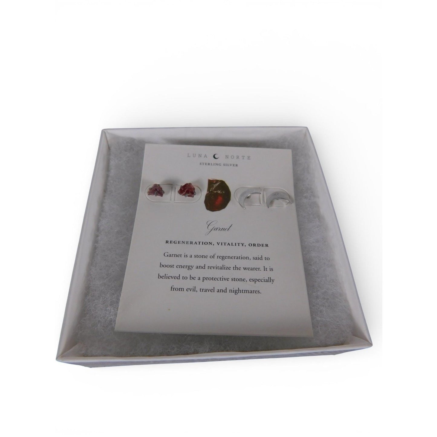 Luna Norte Sterling Silver Garnet Stud Earrings Set