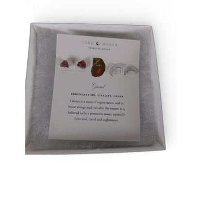 Luna Norte Sterling Silver Garnet Stud Earrings Set