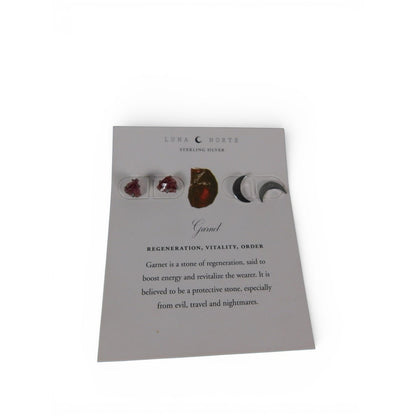Luna Norte Sterling Silver Garnet Stud Earrings Set