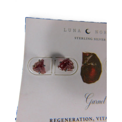 Luna Norte Sterling Silver Garnet Stud Earrings Set