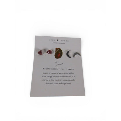 Luna Norte Sterling Silver Garnet Stud Earrings Set