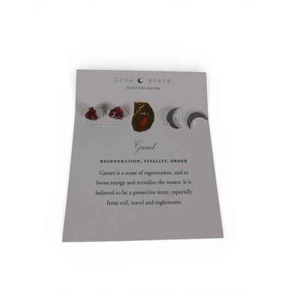 Luna Norte Sterling Silver Garnet Stud Earrings Set