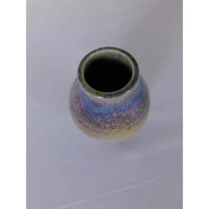 Handmade Studio Stoneware Art Pottery Vase Blue Drip Glaze Mini Bud Home Decor