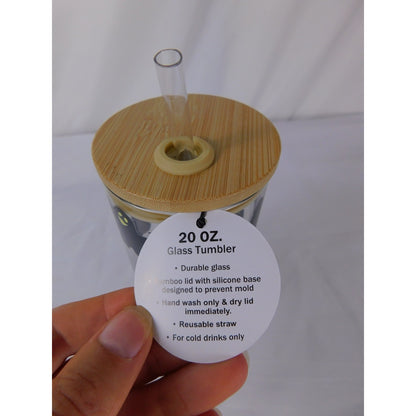 Studio TU Glass Tumbler 20oz Ghost Halloween Reusable Straw Bamboo Lid Cup Drink