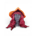 Orange Knit Pointy Witch Hat Soft Textured Wide Brim Accessory