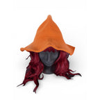 Orange Knit Pointy Witch Hat Soft Textured Wide Brim Accessory