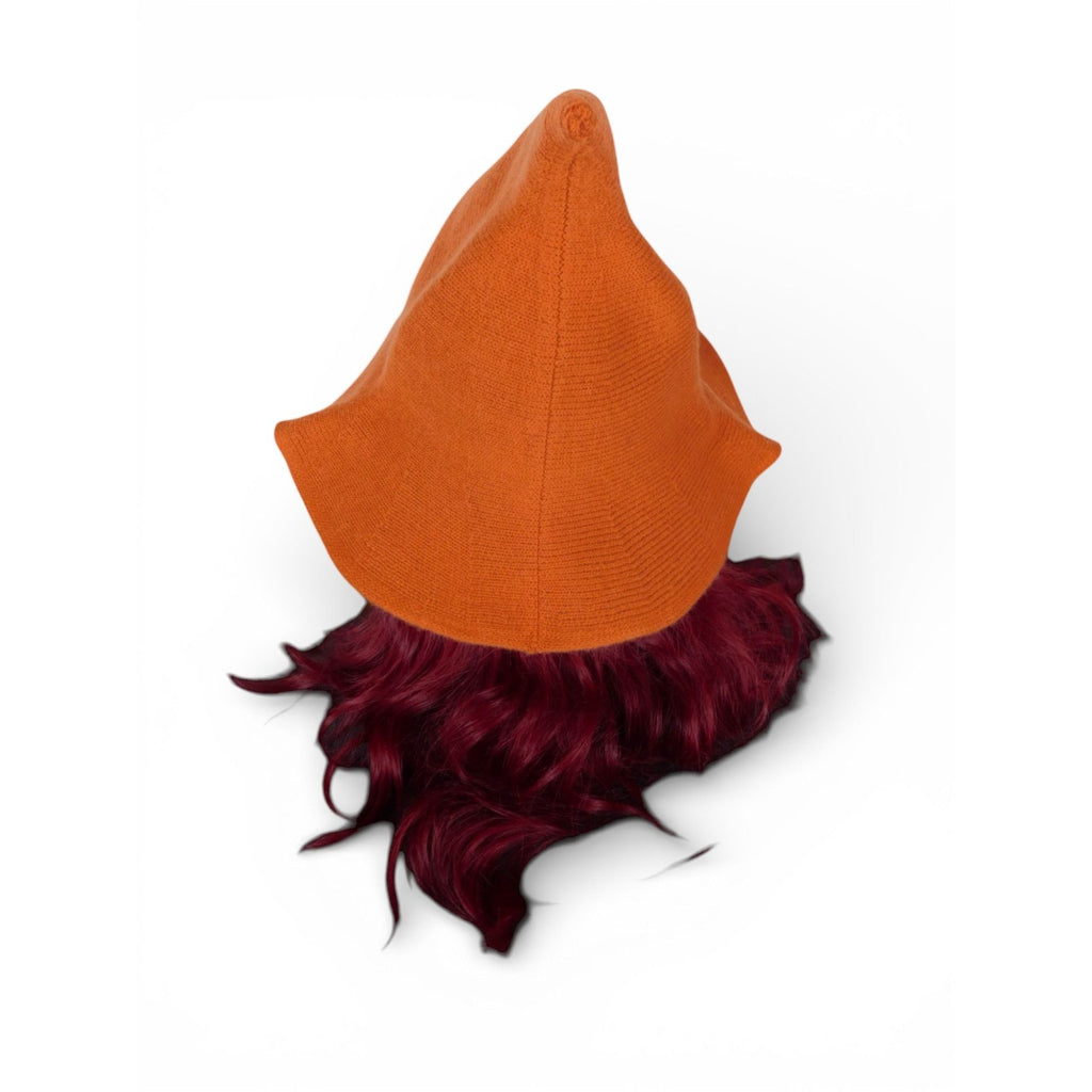 Orange Knit Pointy Witch Hat Soft Textured Wide Brim Accessory