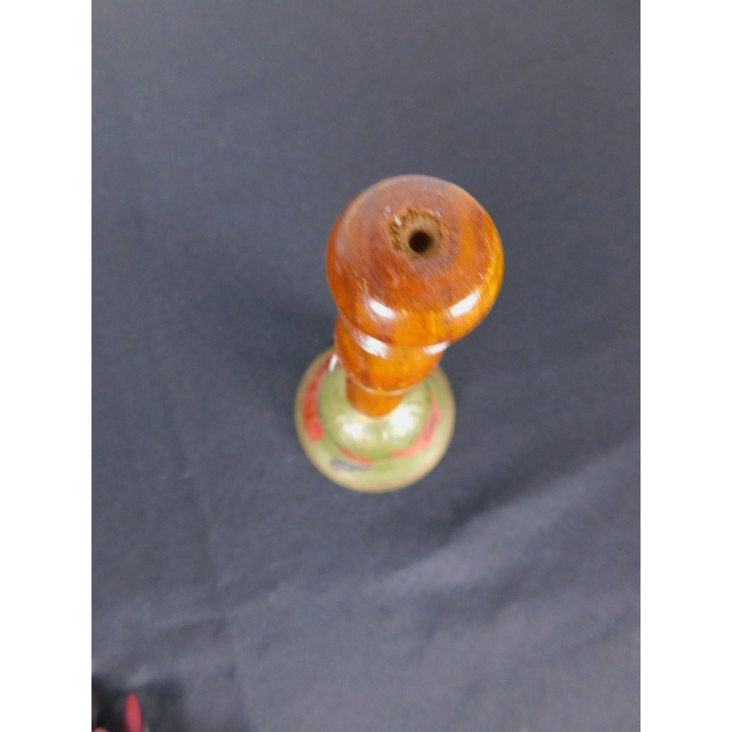 Jerusalem Brass Hand Bell 7" Floral Enamel Wood Souvenir