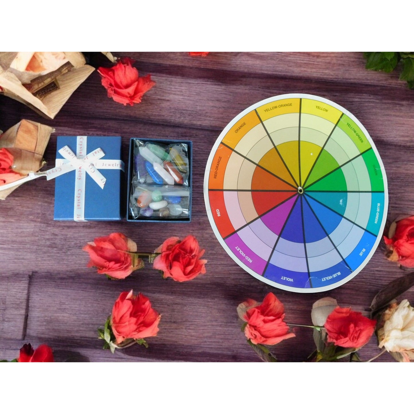 Set of Chakra Hexagonal Column Energy Quartz Crystal Mineral Gem Reiki 14PCS 2.5x3.5