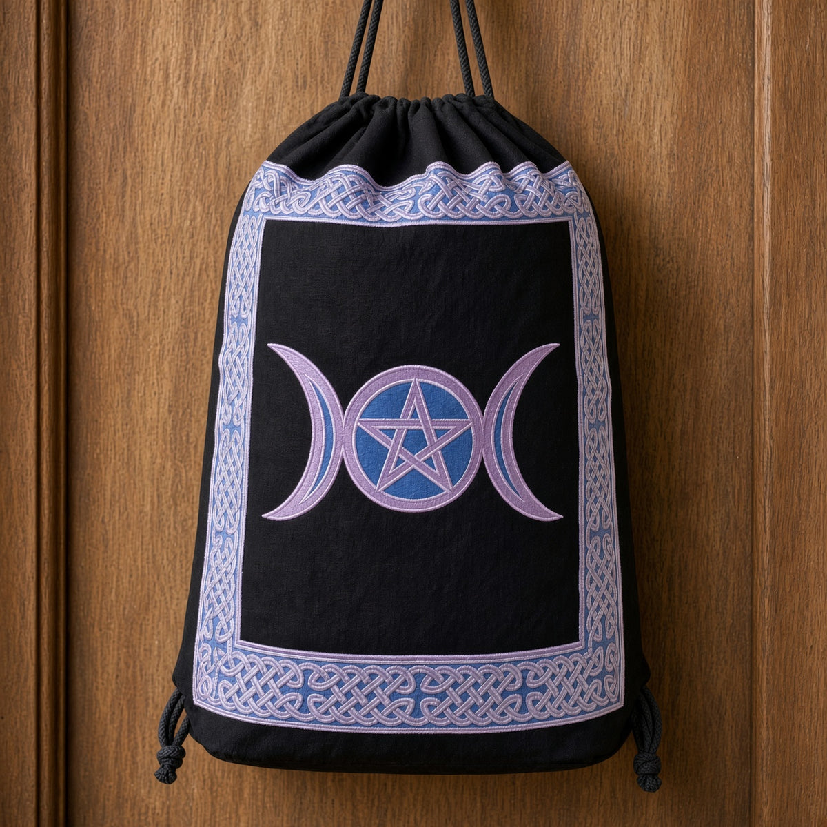 Triple Moon Drawstring Backpack 18" Cotton Cinch Bag