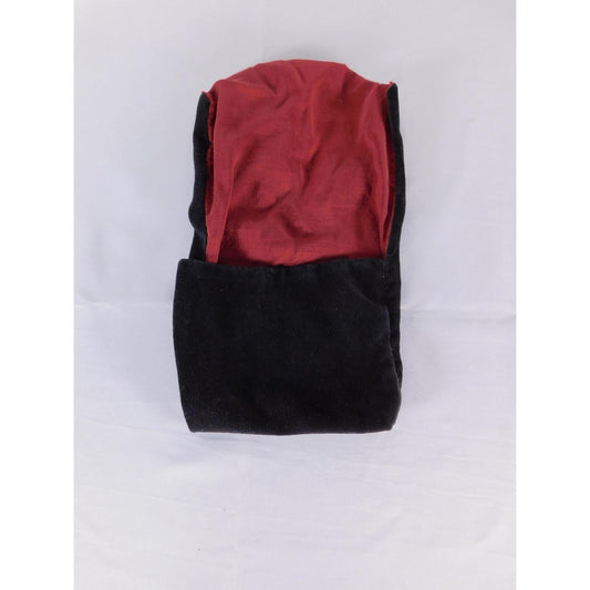 Handmade Black Velvet Pouch Bag Red Lining Celtic Knot Patch Vtg