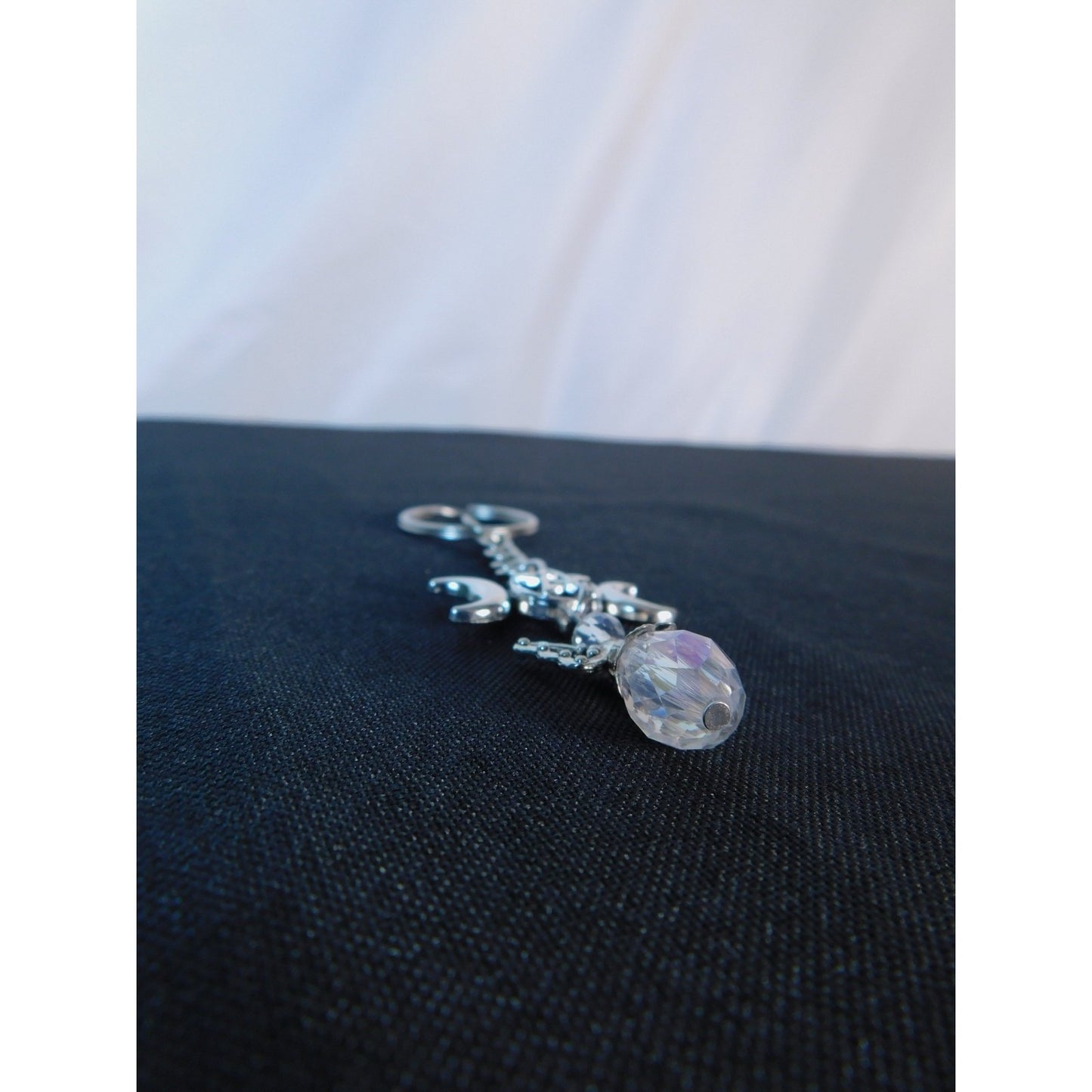 Triple Moon Pentacle Crystal Angel Keychain Pagan Wiccan Goddess Charm Spiritual