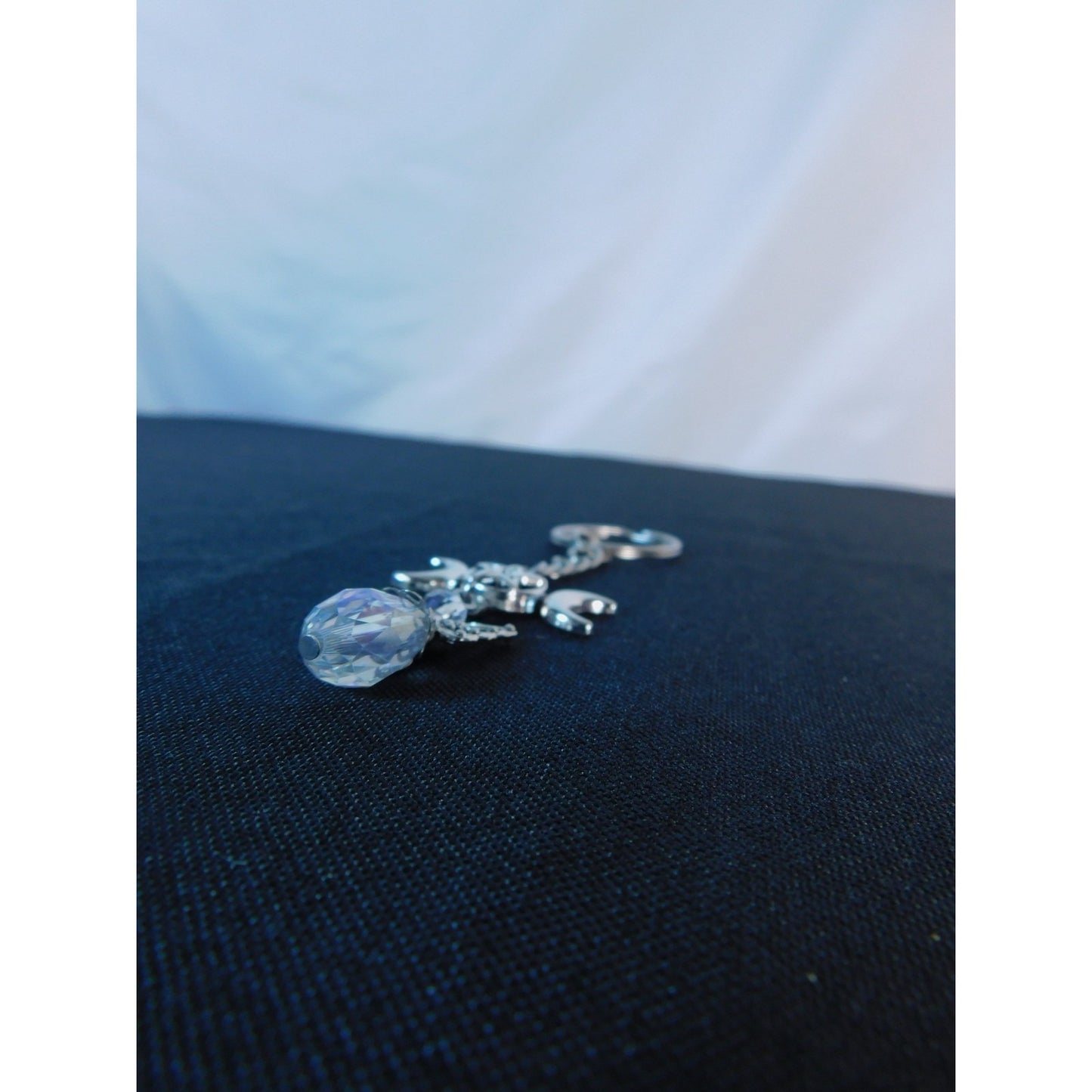 Triple Moon Pentacle Crystal Angel Keychain Pagan Wiccan Goddess Charm Spiritual