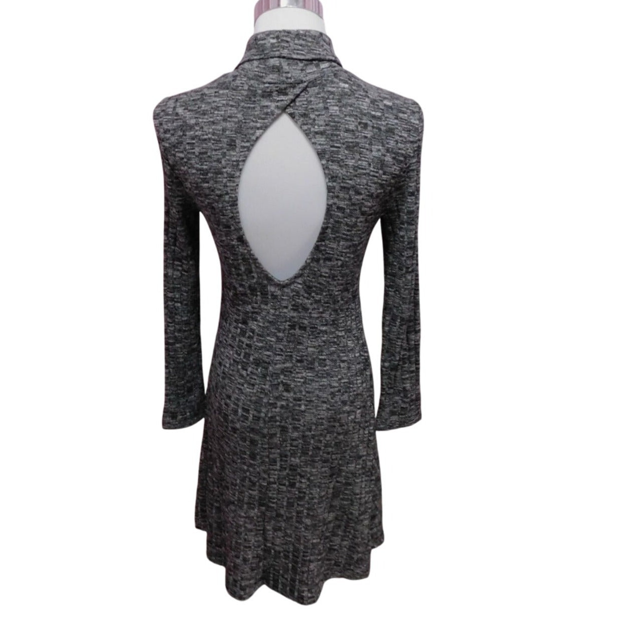 AEO Gray Mock Neck Cutout Back Dress S NWT Gothic Chic