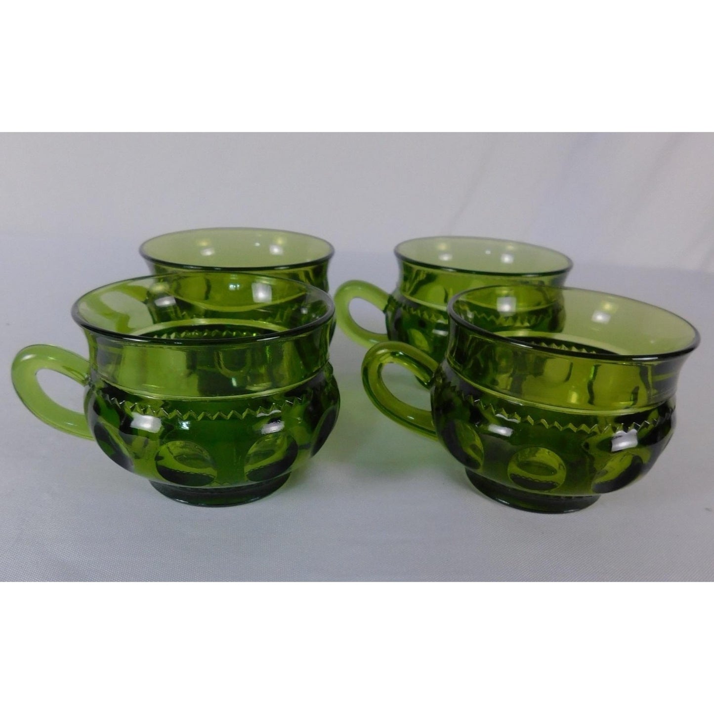 Vintage Green Glass Coffee Mugs Set Of 4 Vintage Retro Cups 8oz Kitchen