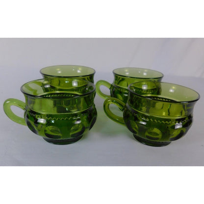 Vintage Green Glass Coffee Mugs Set Of 4 Vintage Retro Cups 8oz Kitchen