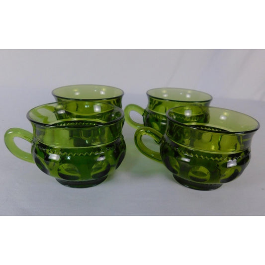 Vintage Green Glass Coffee Mugs Set Of 4 Vintage Retro Cups 8oz Kitchen