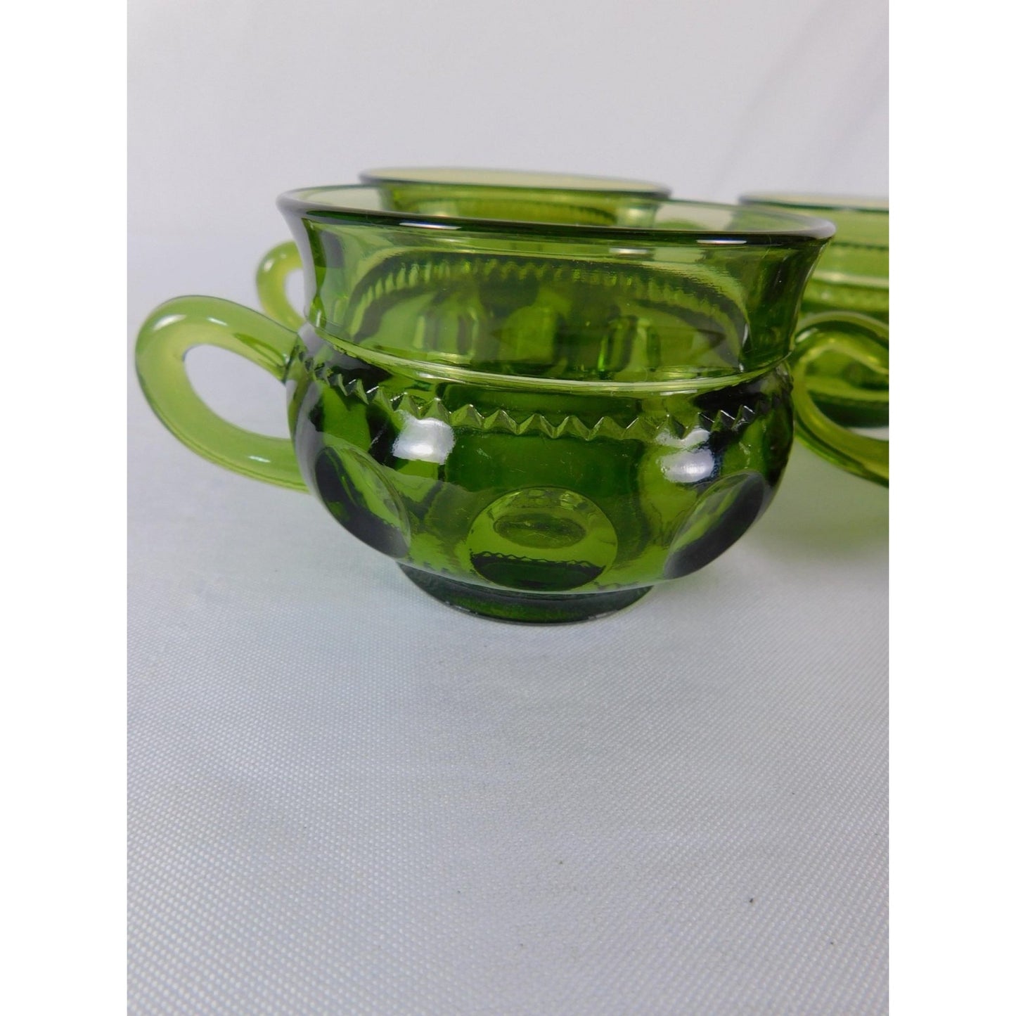 Vintage Green Glass Coffee Mugs Set Of 4 Vintage Retro Cups 8oz Kitchen