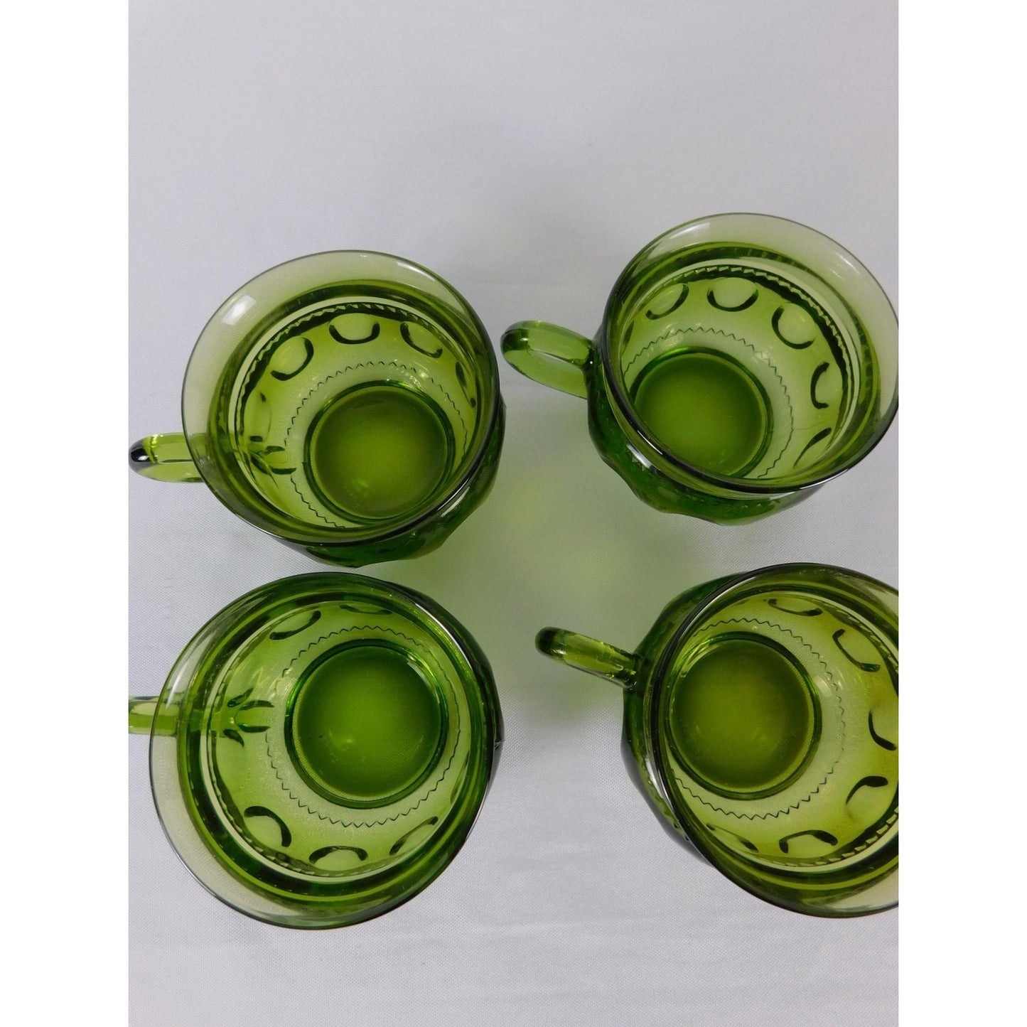 Vintage Green Glass Coffee Mugs Set Of 4 Vintage Retro Cups 8oz Kitchen