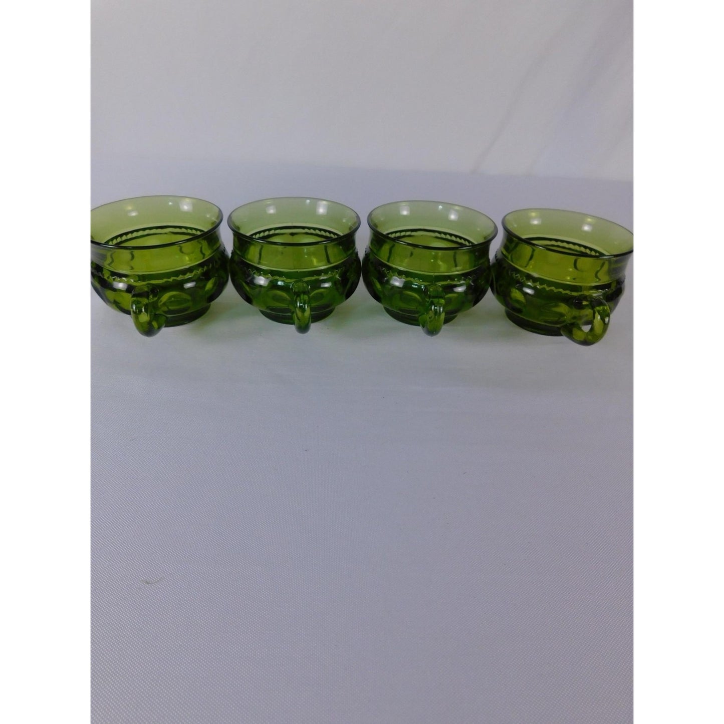 Vintage Green Glass Coffee Mugs Set Of 4 Vintage Retro Cups 8oz Kitchen