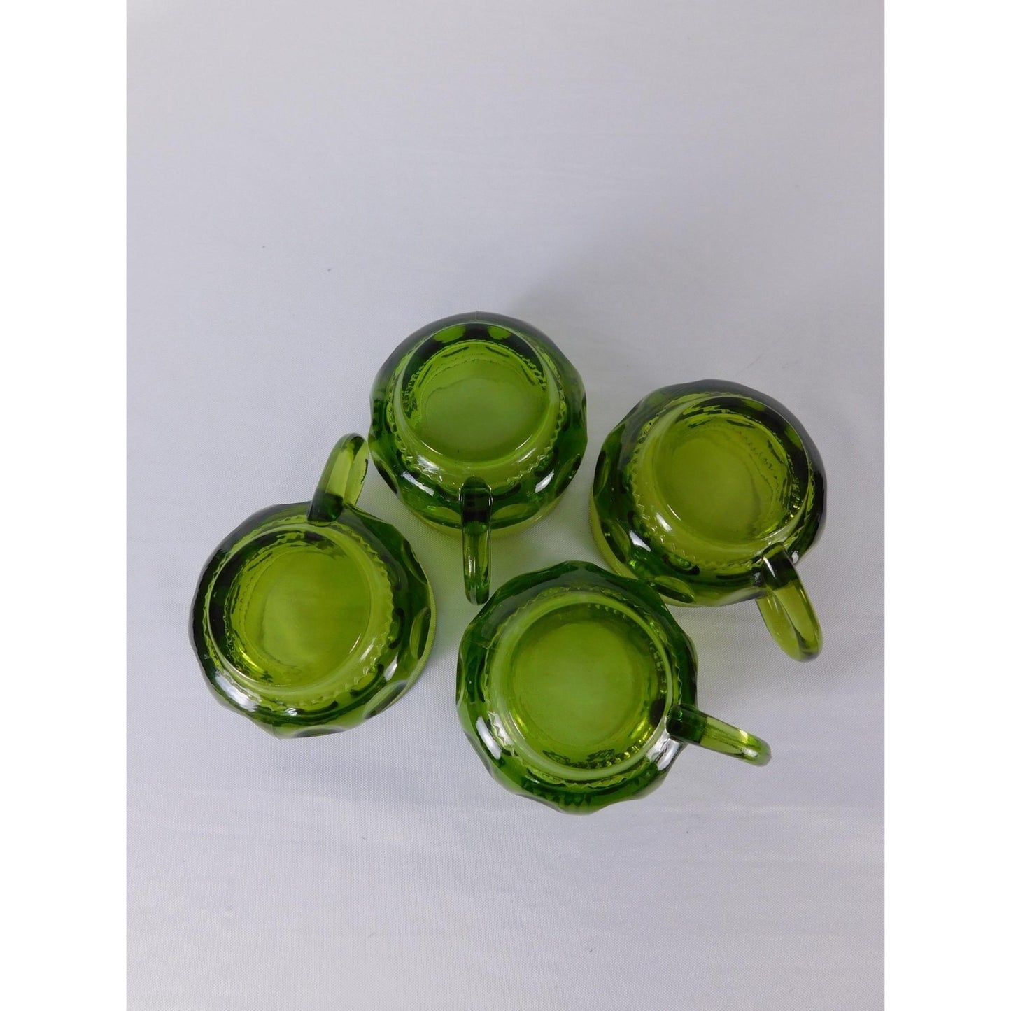 Vintage Green Glass Coffee Mugs Set Of 4 Vintage Retro Cups 8oz Kitchen