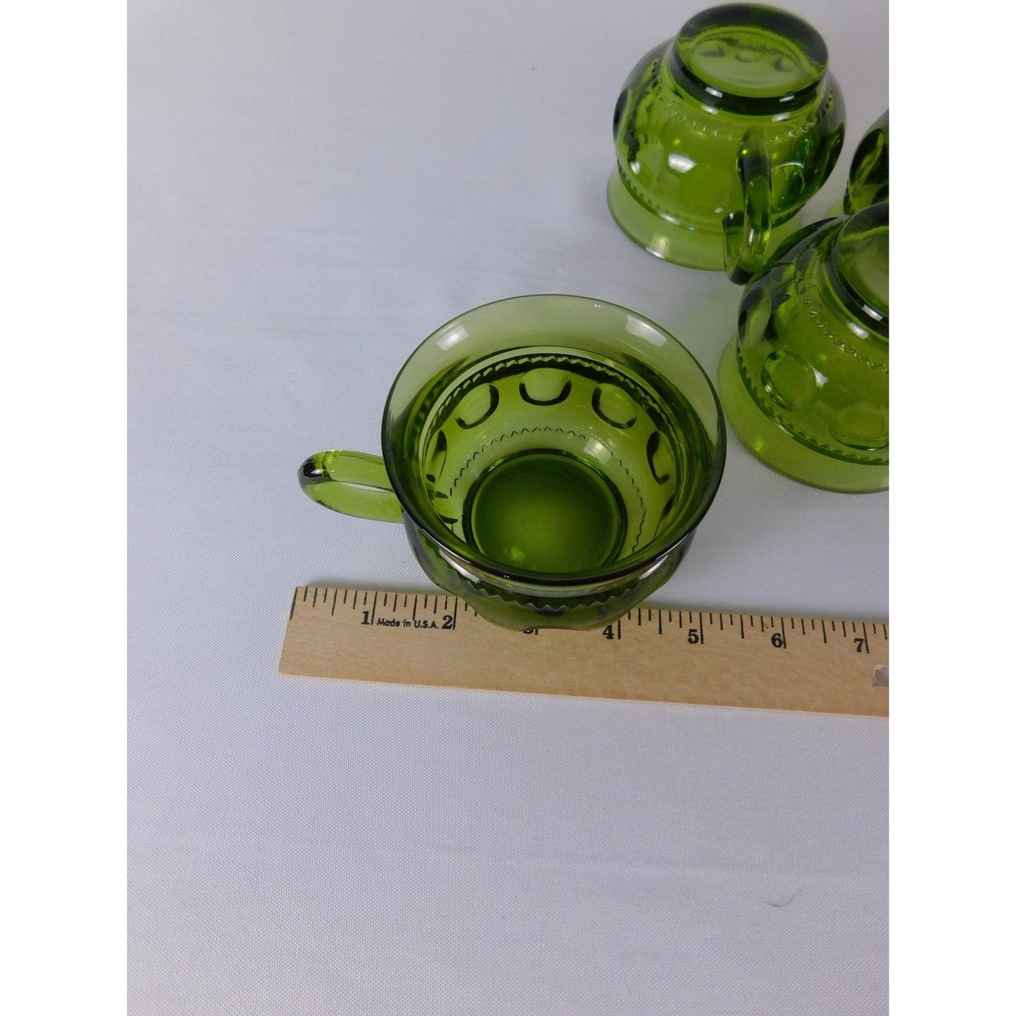 Vintage Green Glass Coffee Mugs Set Of 4 Vintage Retro Cups 8oz Kitchen