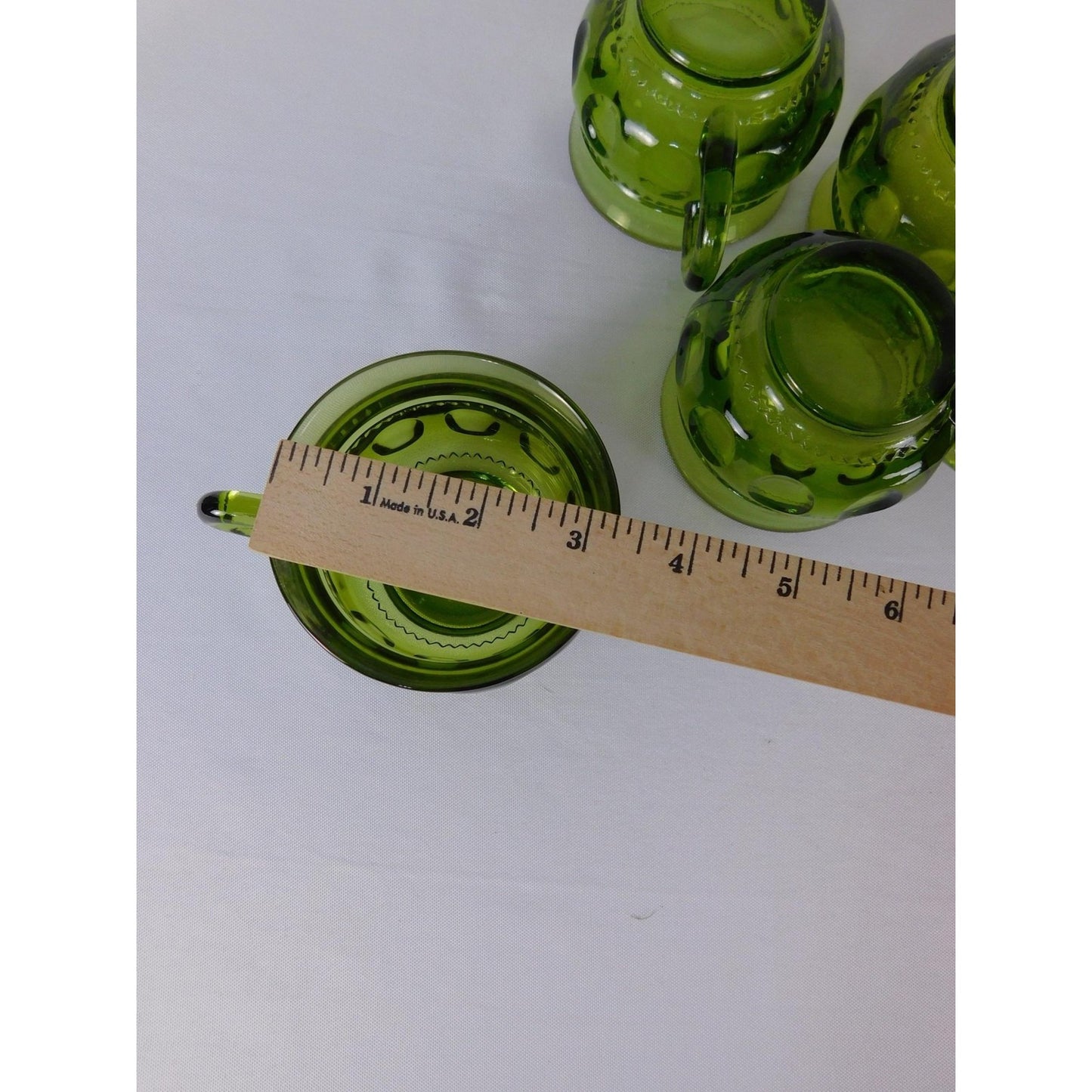 Vintage Green Glass Coffee Mugs Set Of 4 Vintage Retro Cups 8oz Kitchen