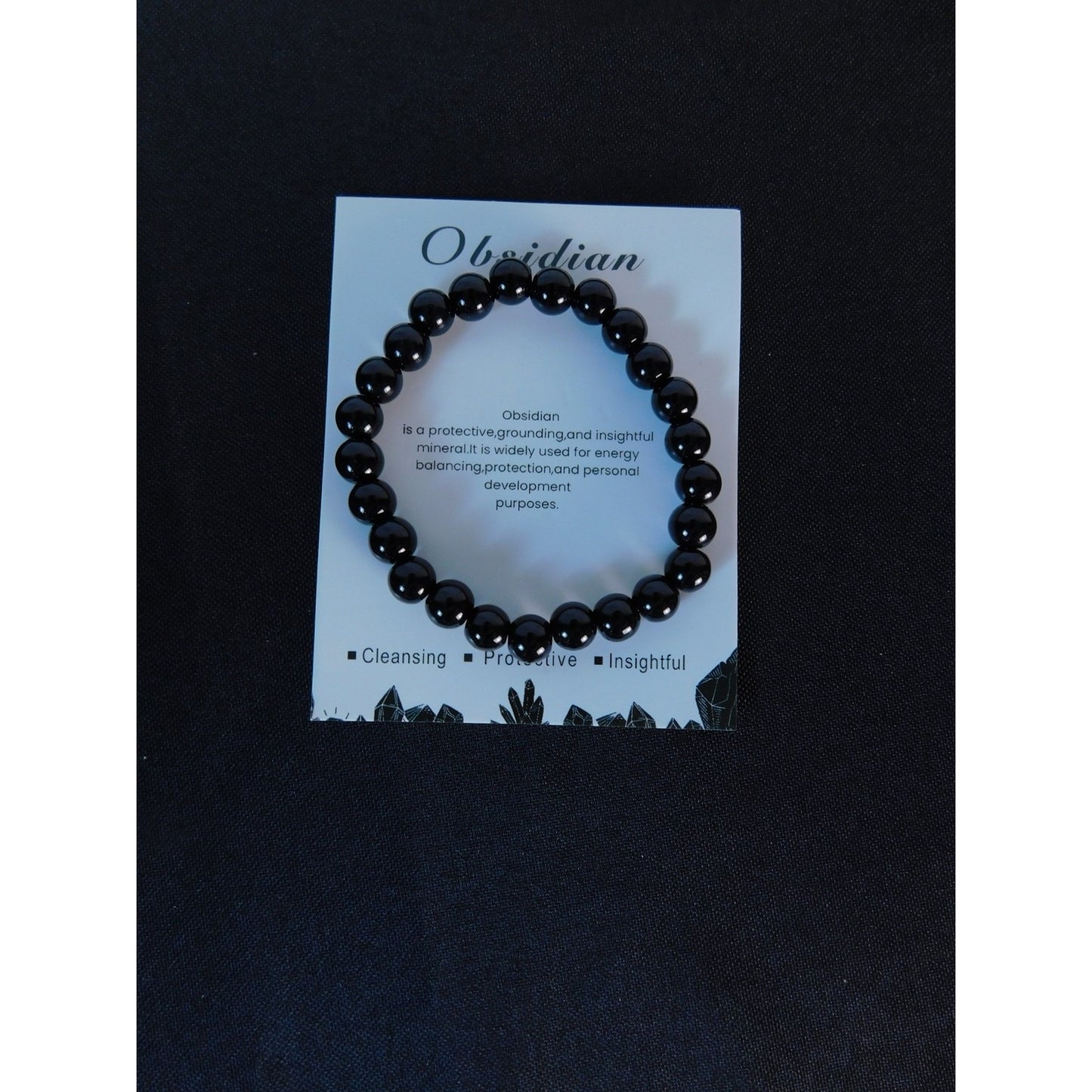 Obsidian Stretch Bracelet Unisex Protective Energy Beads Black Crystal Jewelry