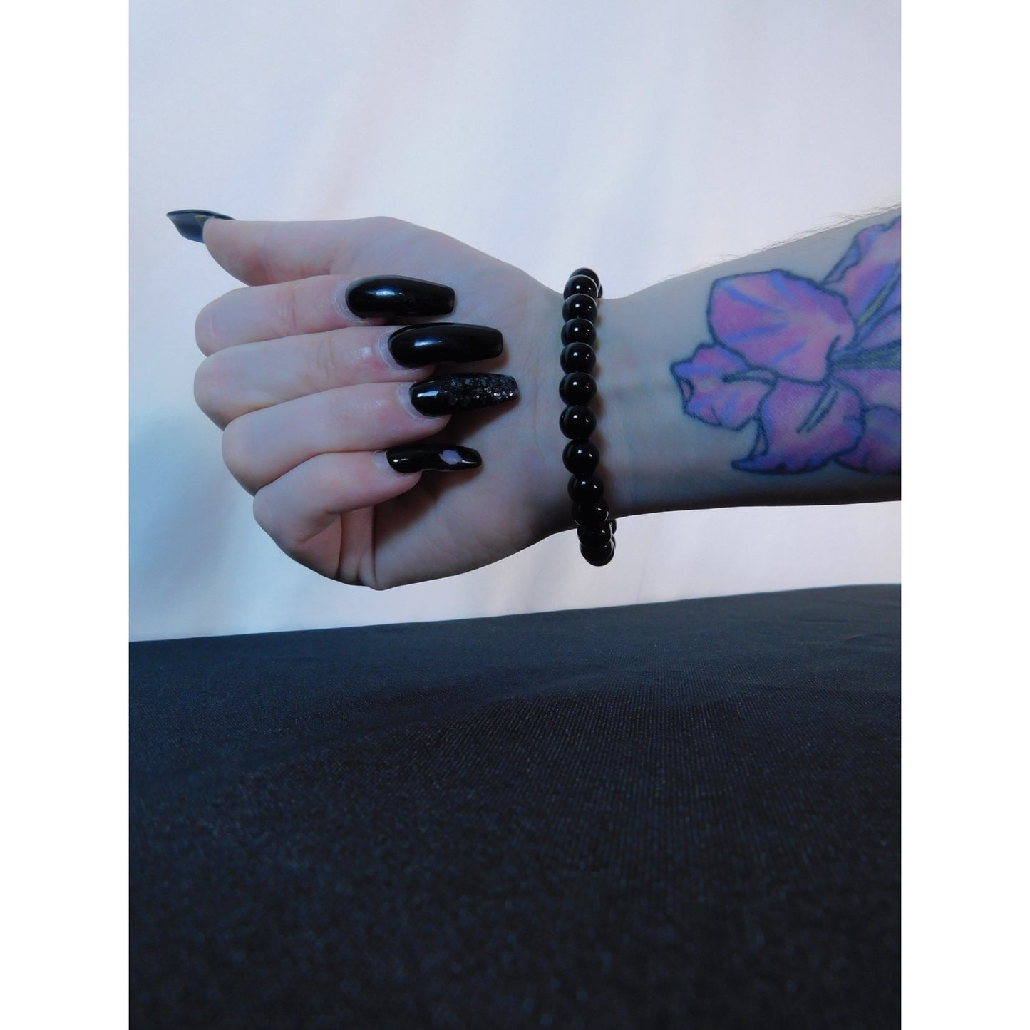 Obsidian Stretch Bracelet Unisex Protective Energy Beads Black Crystal Jewelry