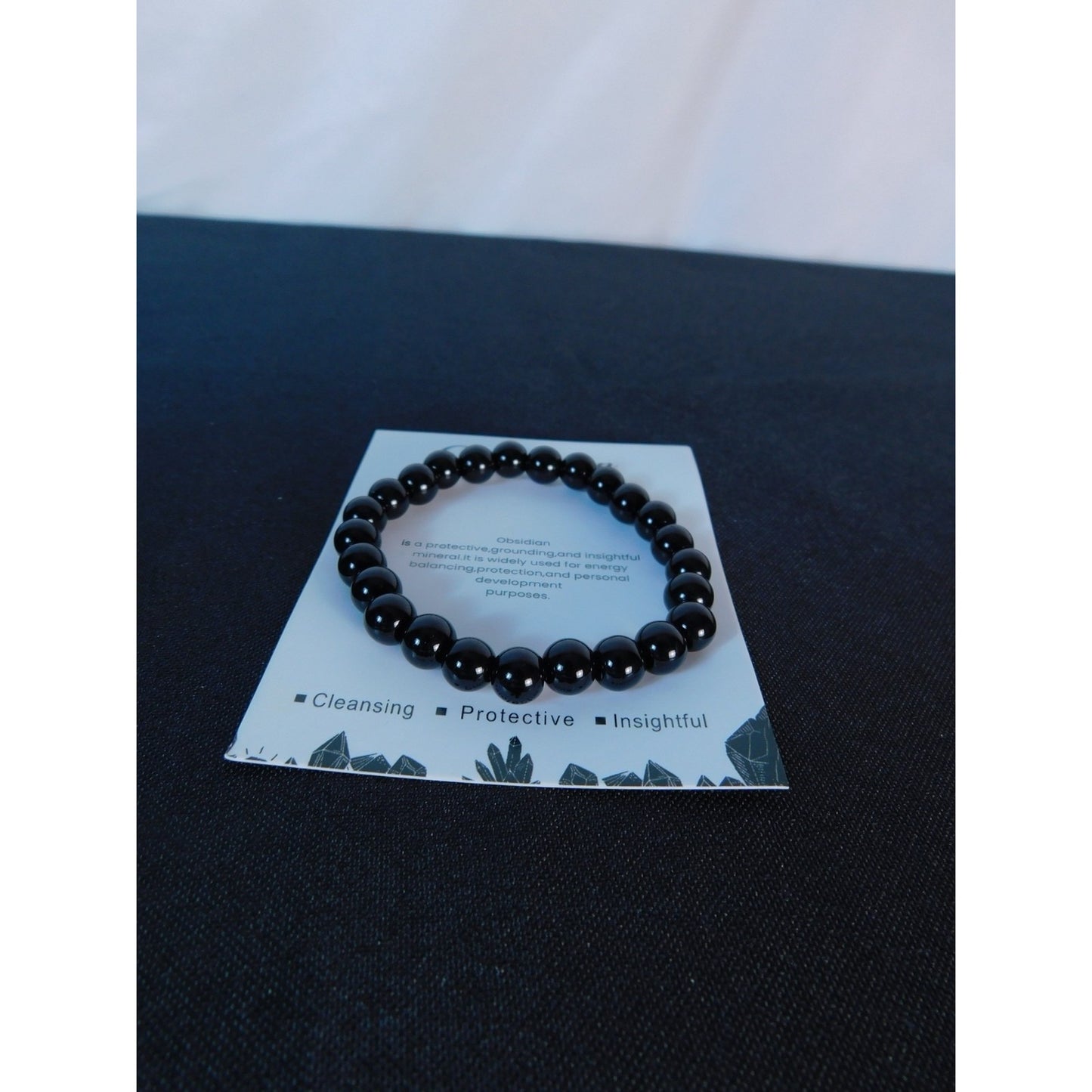 Obsidian Stretch Bracelet Unisex Protective Energy Beads Black Crystal Jewelry