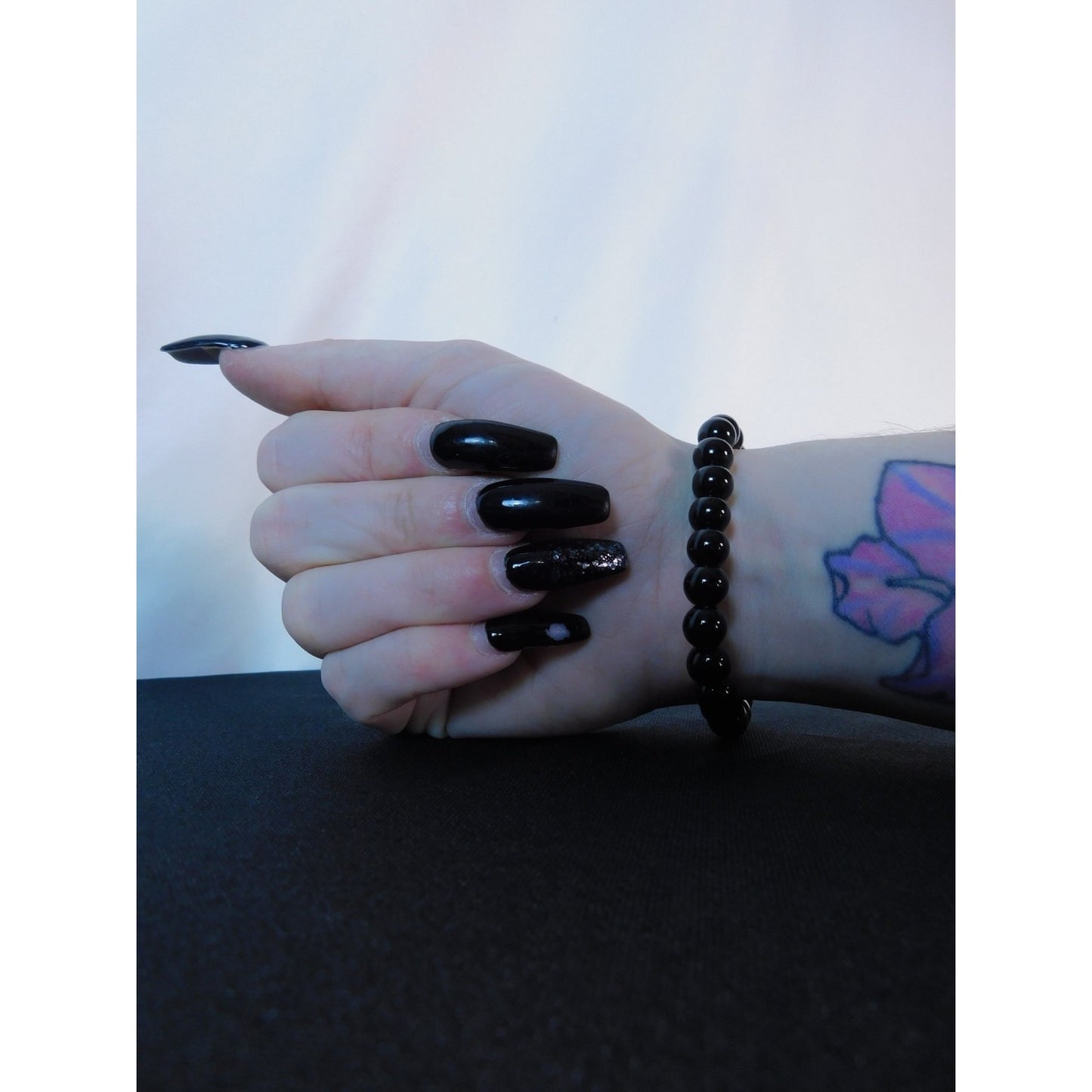 Obsidian Stretch Bracelet Unisex Protective Energy Beads Black Crystal Jewelry