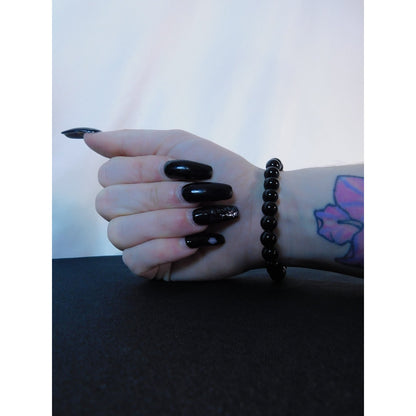 Obsidian Stretch Bracelet Unisex Protective Energy Beads Black Crystal Jewelry