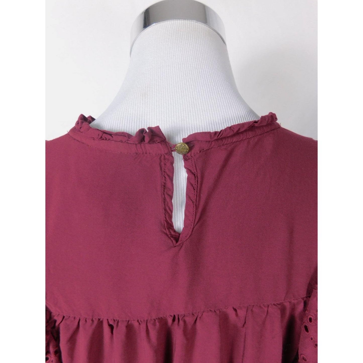 Knox Rose Boho Eyelet Blouse M Burgundy Ruffle Witchcore Top