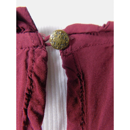 Knox Rose Boho Eyelet Blouse M Burgundy Ruffle Witchcore Top