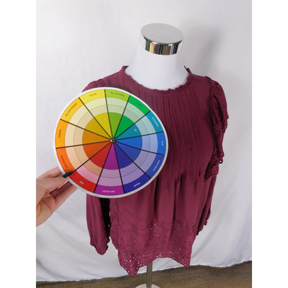 Knox Rose Boho Eyelet Blouse M Burgundy Ruffle Witchcore Top