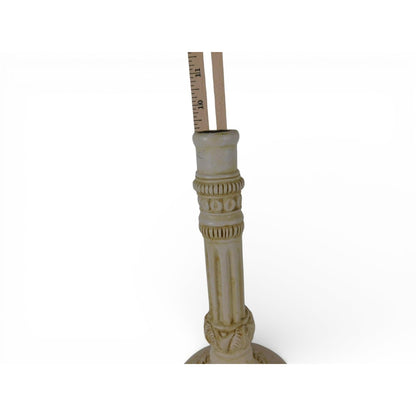 Beige Stone Candlestick Holder Traditional Column Floral Birds Home Decor Accent