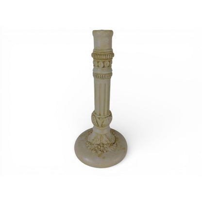 Beige Stone Candlestick Holder Traditional Column Floral Birds Home Decor Accent