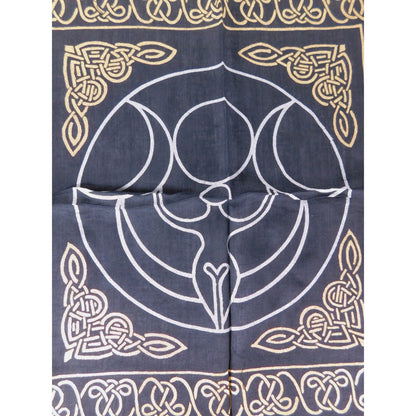 Triple Moon Goddess Altar Cloth Celtic Knot Navy Gold Wicca Witchcraft Decor
